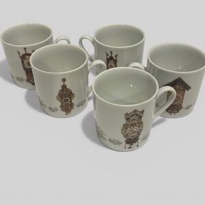 Bavarian set of 5 tea cups cappuccino clocks Mitterteich Porzellan Dutch RARE